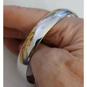 Vintage Monet silver tone 1/2" wide bangle bracelet classic